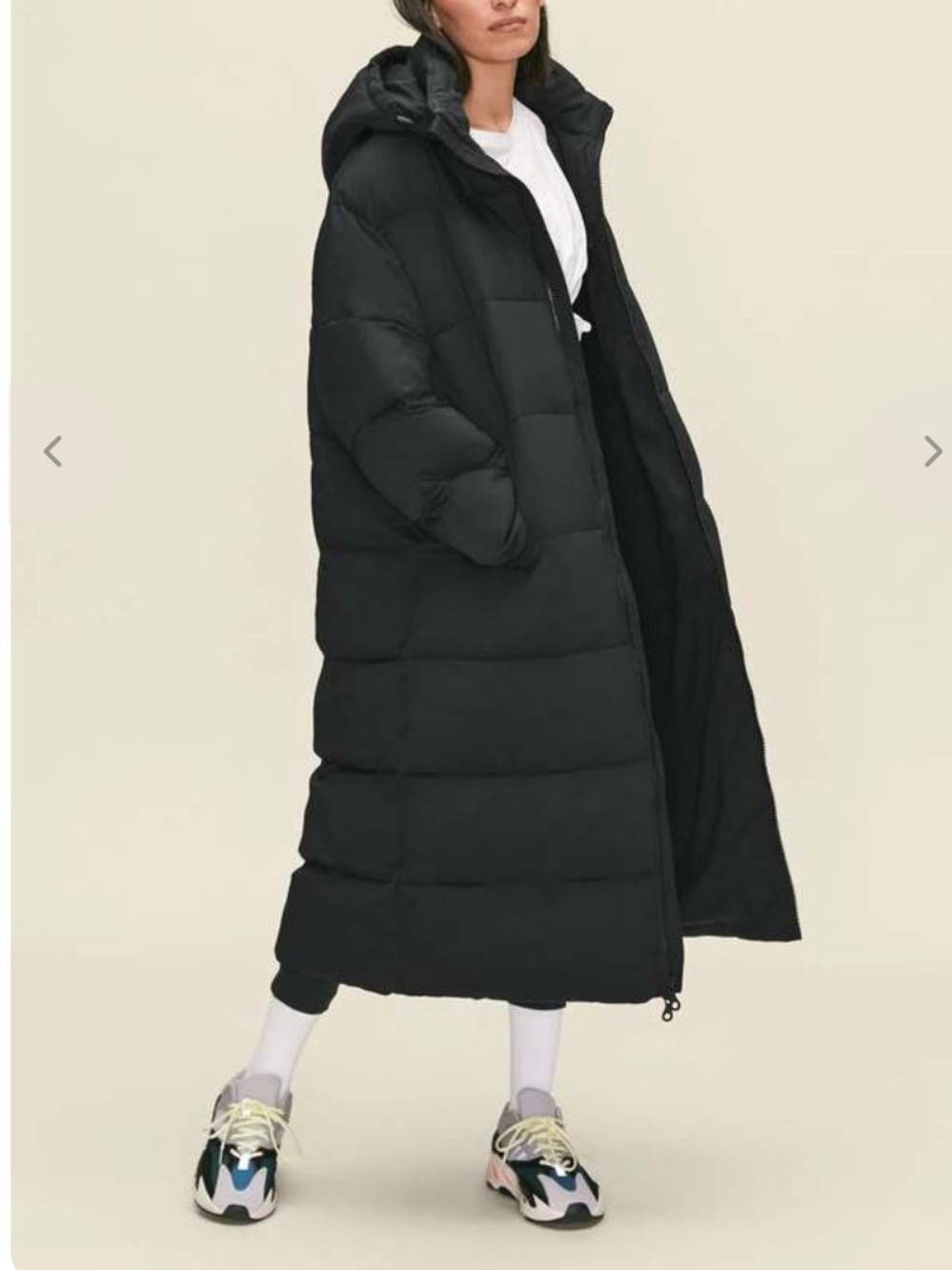 girlfriend collective Black Long Hooded Puffer Coat